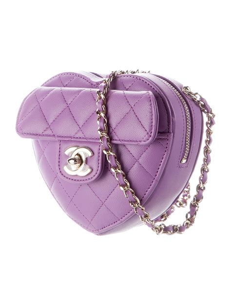 chanel purple mini|Chanel heart bags.